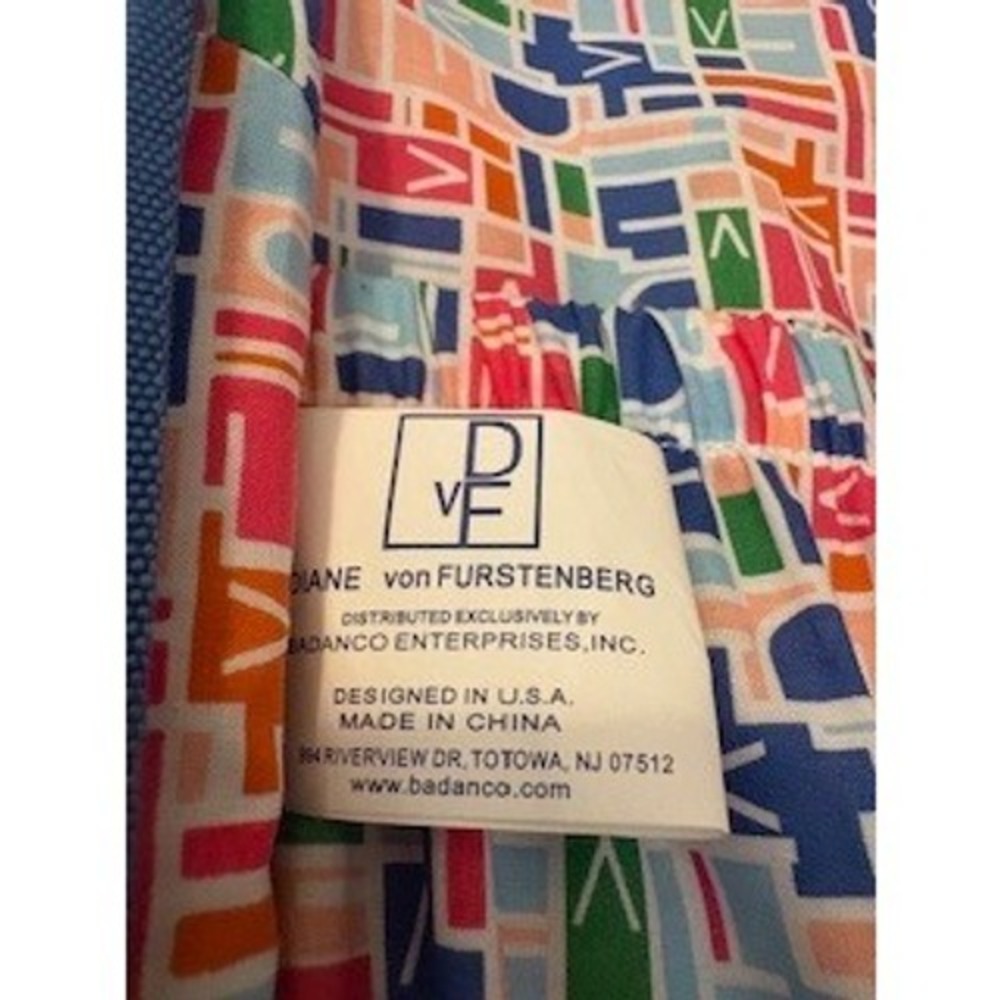 Diane von Furstenberg Rolling Suitcase Blue White Trim Carry On Luggage 19 Inch - Picture 10 of 15